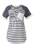 Loose Striped Top Breastfeeding Short Sleeve Comfortable Pajamas