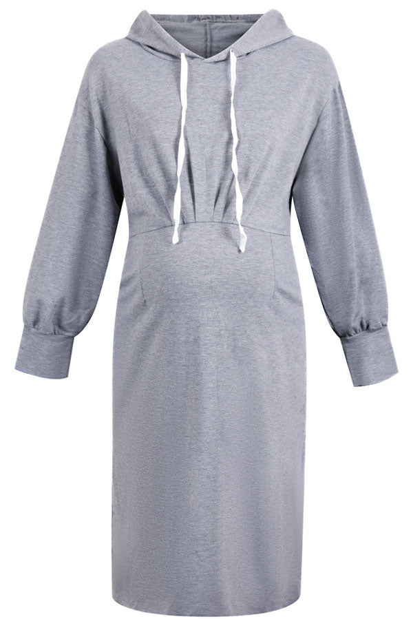pregnancy midi dress Loose Hoodie Pregnancy Casual Maternity Midi Dress