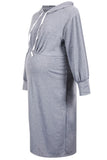 Loose Hoodie Pregnancy Casual Maternity Midi Dress