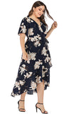 Maternity Floral Plus Size V-neck Wrap Dress