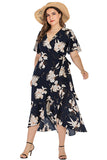 Maternity Floral Plus Size V-neck Wrap Dress