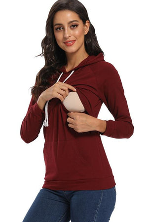 Maternity Nursing Hoodie Pregnancy Breastfeeding Sweatshirt
