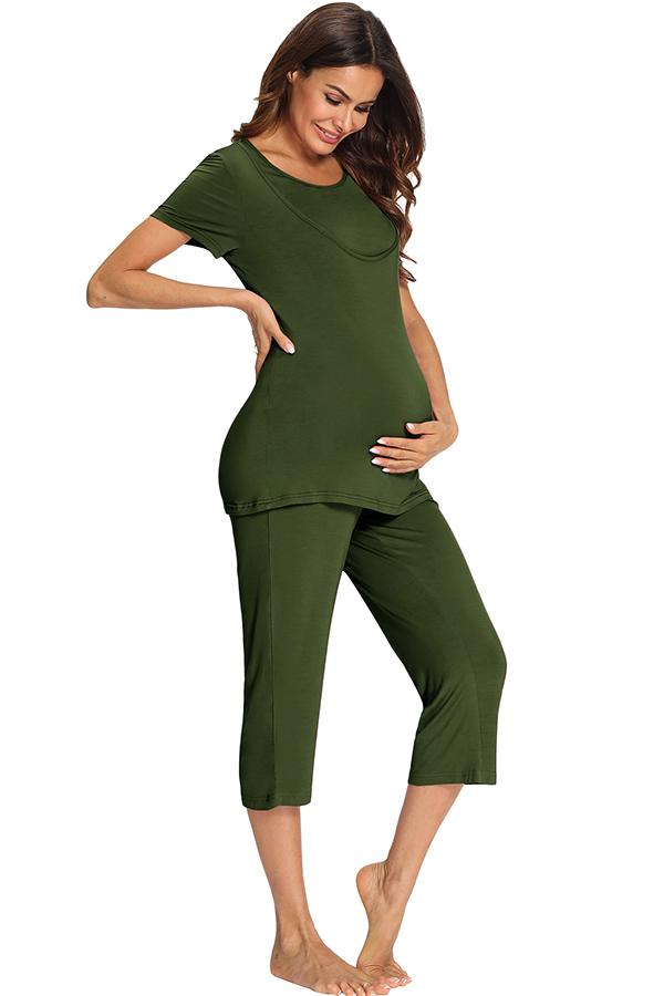 Soft Pregnancy Nursing Pajamas Set Maternity Breastfeeding Sleepwear –  Glamix Maternity