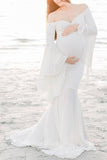 Maternity Ruffle Sleeve Trailing Photography Long Dress