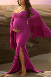 Maternity Ruffle Sleeve Trailing Photography Long Dress