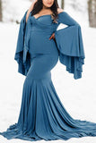 Maternity Ruffle Sleeve Trailing Photography Long Dress