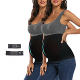 2-Pack Black Seamless Maternity Belly Bands With Pants Extender