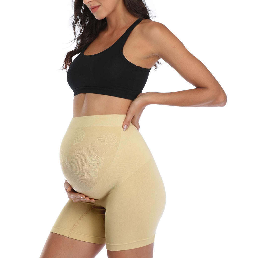 Maternity Shapewear Belly Support Panties 2 Pack (Nude+Black)