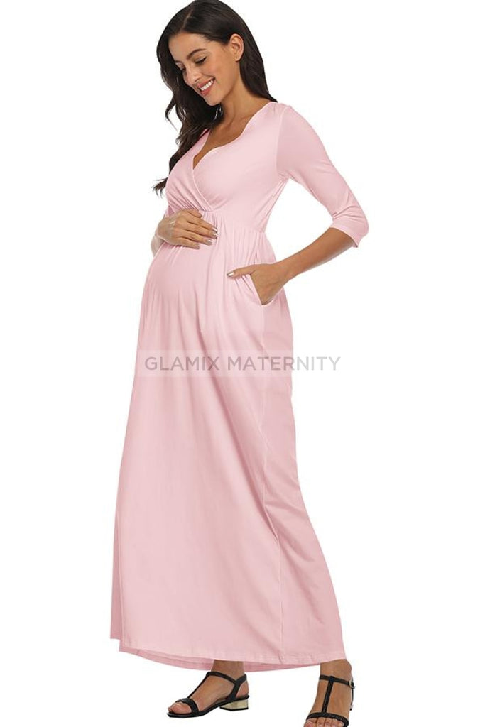 Maxi Wrap Nursing Long Maternity Dress Maxi Wrap Nursing Long Maternity Dress