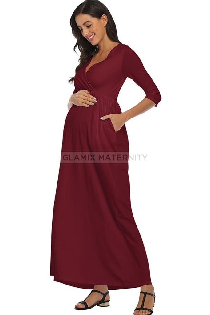 Maxi Wrap Nursing Long Maternity Dress Glamix Maternity Maxi Wrap Nursing Long Maternity Dress Glamix Maternity