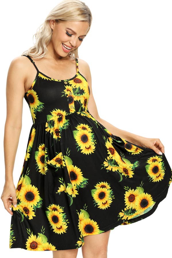 Multiple Sunflower Slings Dress Short Maternity Dress | GLAMIX Glamix Maternity Multiple Sunflower Slings Dress Short Maternity Dress | GLAMIX Glamix Maternity