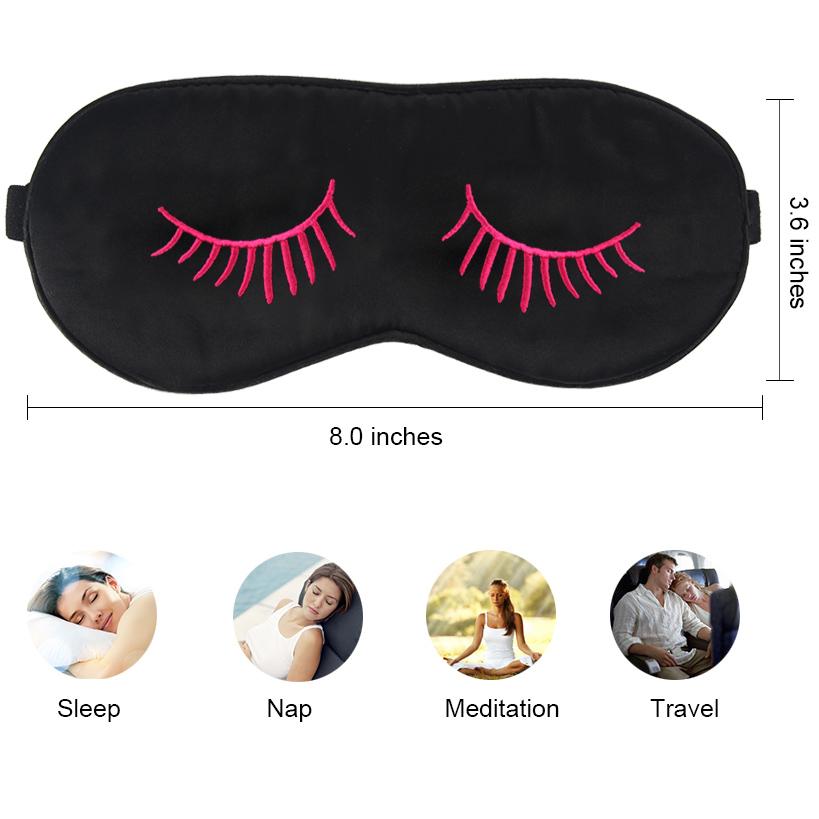 Natural Silk Sleeping Mask with Eyelashes Patterns & Free Ear Plugs