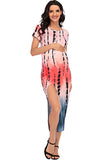 New Printed Short Sleeves Maternity Midi Dress