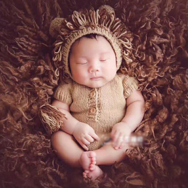 [0M-3M] Newborn Baby Knitted Little Lion Sweater Photoshoot Suit - Glamix Maternity