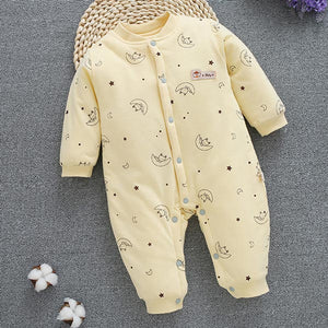 [0M-18M] Newborn Baby Romper With Thickened Moon Ship Print