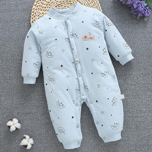[0M-18M] Newborn Baby Romper With Thickened Moon Ship Print
