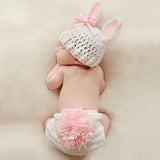 [0M-3M] Newborn Baby White Bunny Knitted Photoshoot Suit