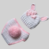 [0M-3M] Newborn Baby White Bunny Knitted Photoshoot Suit