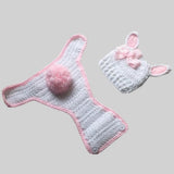 [0M-3M] Newborn Baby White Bunny Knitted Photoshoot Suit
