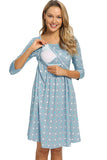 Polka Dot Nursing Dress With Sleeves Casual Breastfeeding Dress