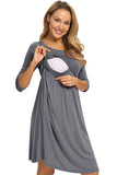 Nursing Short Dress With Long Sleeve Casual Breastfeeding Dress