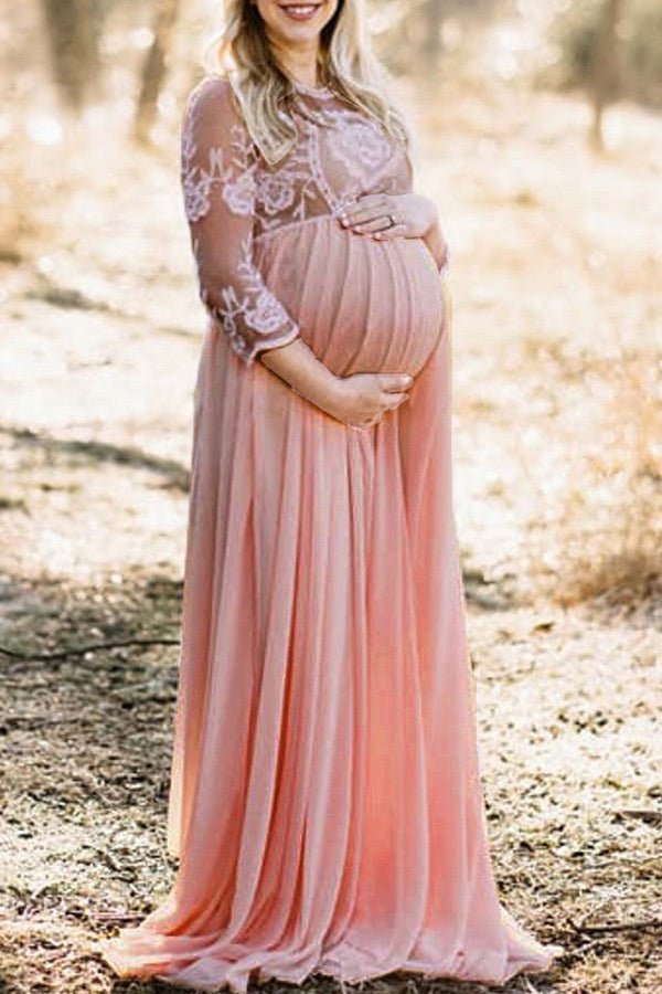 Sheer Maternity Lace Gown, For Pregnancy Photos – Chic Bump Club