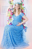 Off Shoulder Lace Long Maternity Baby Shower Dress