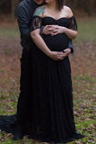 Off Shoulder Lace Maternity Photoshoot Dress Black / S Dresses