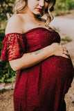 Off Shoulder Lace Maternity Photoshoot Dress