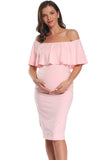 Off Shoulder Ruffled Maternity Dress