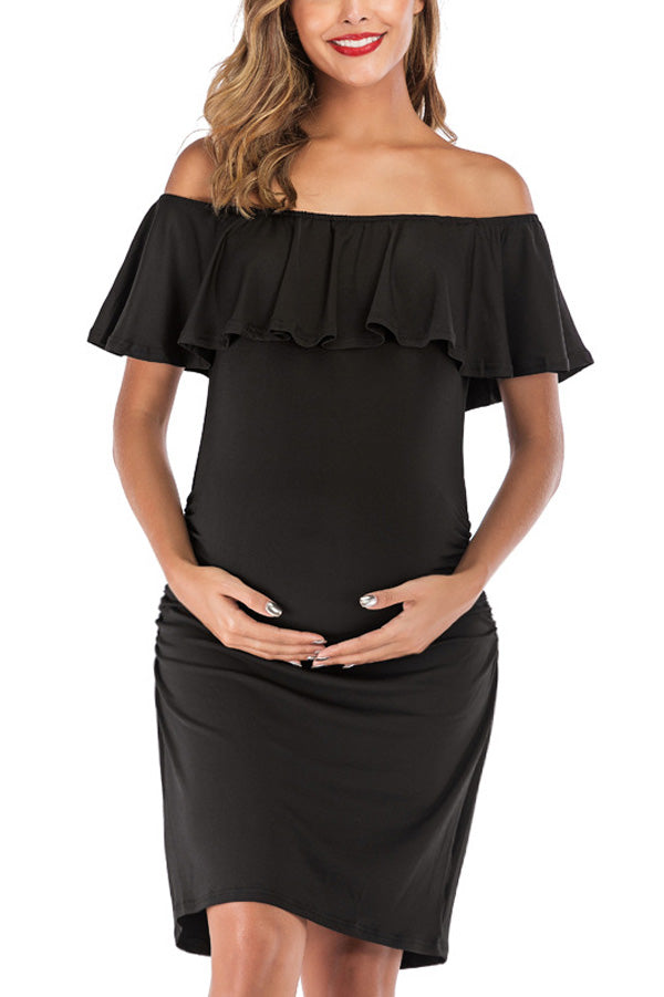 maternity off shoulder bodycon dress BUMPSUIT