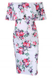 Off the Shoulder Printing Floral Bodycon Maternity Dress