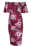 Off the Shoulder Printing Floral Bodycon Maternity Dress