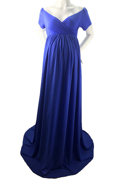 Off-the-shoulder Maxi Maternity Dress With Short Sleeves – Glamix Maternity