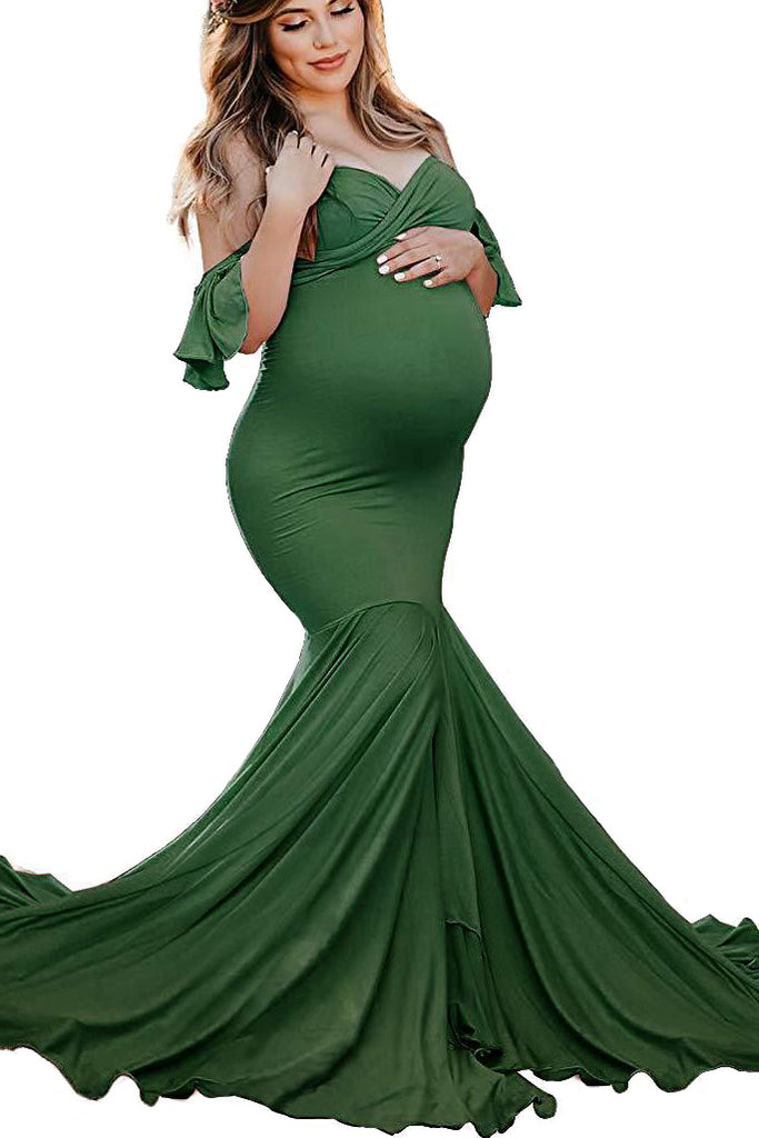Off-the-shoulder Mermaid Maternity Baby Shower Dress