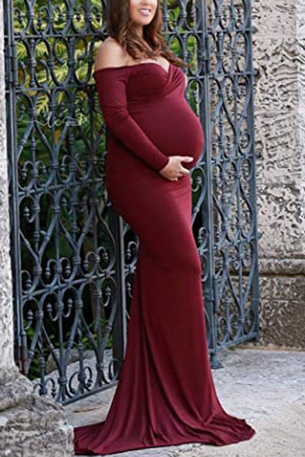 Off-the-shoulder Mermaid Maternity Photoshoot Dress Glamix Maternity Off-the-shoulder Mermaid Maternity Photoshoot Dress Glamix Maternity