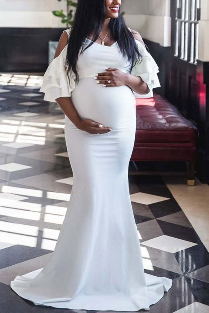 Off-the-shoulder Mermaid Maternity Photoshoot Gown
