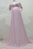 Off-the-shoulder Sweetheart See-through Beach Maternity Gown