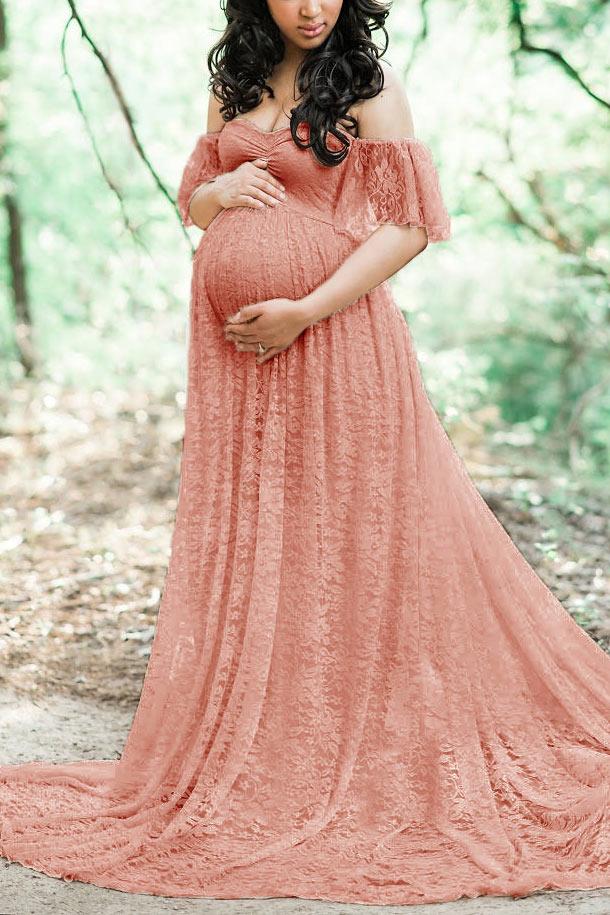 Michealboy Ladies Dressing Gown Perspective Sheer Long Robe Puffy Tulle Robe Sheer For Maternity Photoshoot, Pink