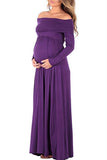 Off Shoulder Maternity Photoshoot Long Dress Purple / S Dresses