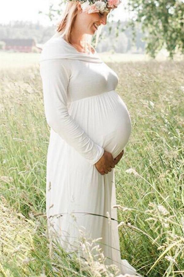Off Shoulder Maternity Photoshoot Long Dress Dresses