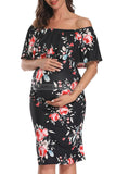 Off Shoulder Ruffled Maternity Dress