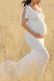 Off the Shoulder Short Sleeve Maternity Photoshoot Gown