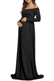 One-Shoulder Long Sleeves Elegant Dress Maternity Maxi Dress