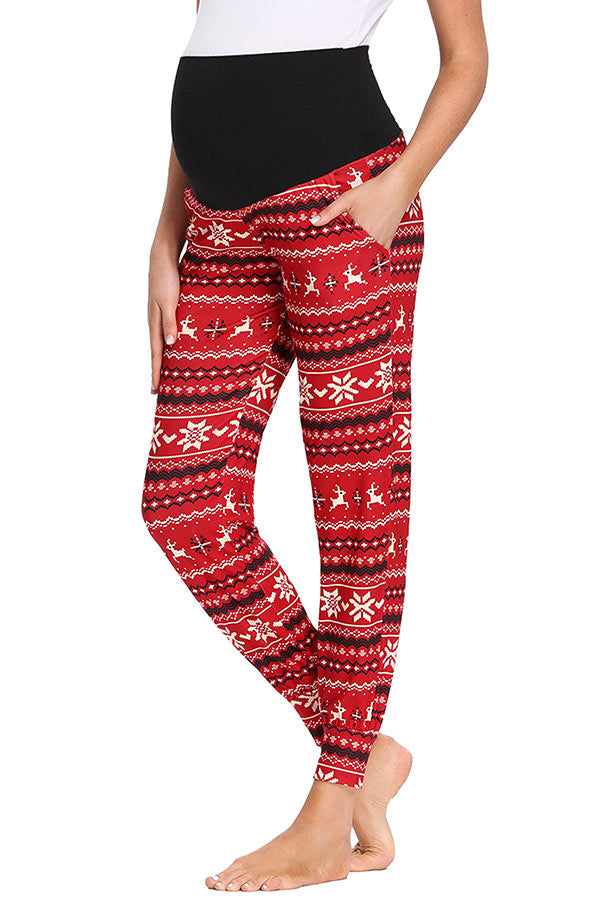 Over Belly Merry Christmas Pregnancy Pajamas Lounge Joggers
