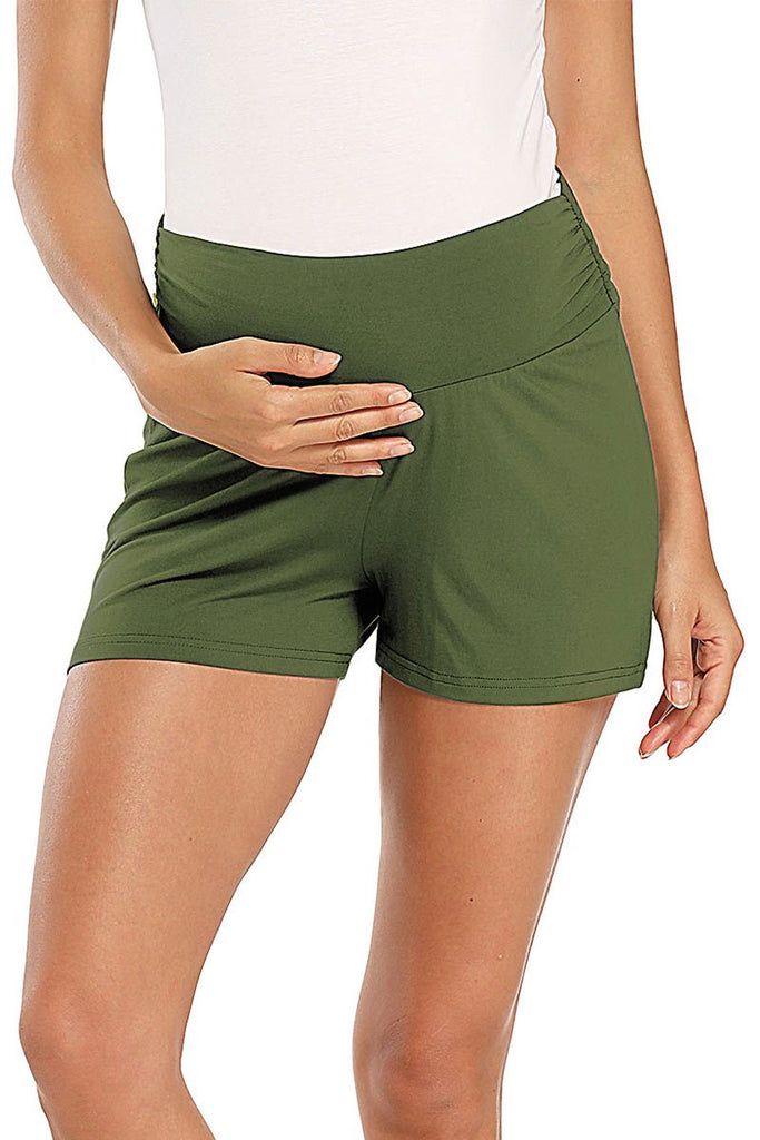 Over Bump Pregnancy Activewear Workout Maternity Shorts Dark Green / S Bottoms
