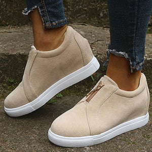 Patent Leather Zipper Decor Flats - Glamix Maternity