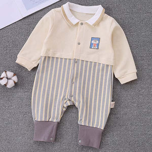 [3M-18M] Pattern Stitching Polo Shirt British Style Romper