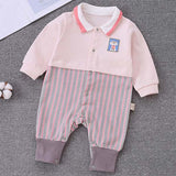 [3M-18M] Pattern Stitching Polo Shirt British Style Romper