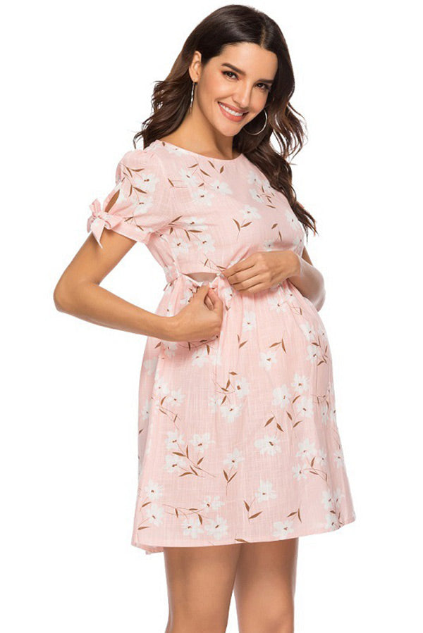 Pink Floral Short Maternity Dress Summer Nursing Dress Pink Floral Short Maternity Dress Summer Nursing Dress